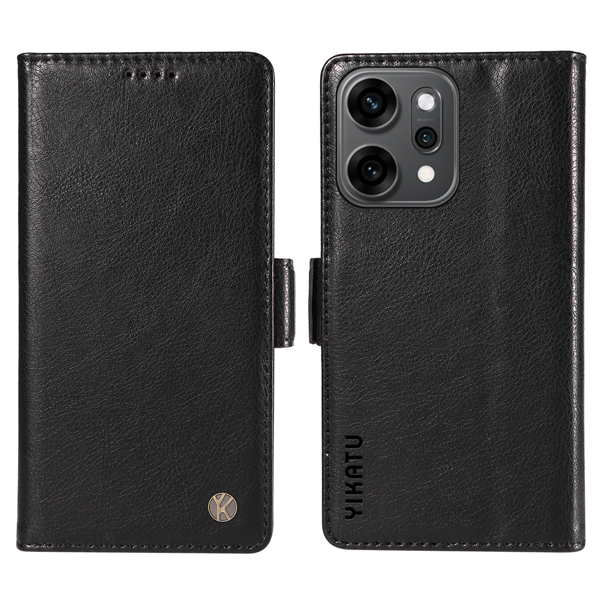 For Oppo Reno14 Pro 5G (China) / Oppo Reno14 Pro 5G (Global) Case YIKATU YK-007 Litchi Texture PU Leather Wallet Phone Cover - Black