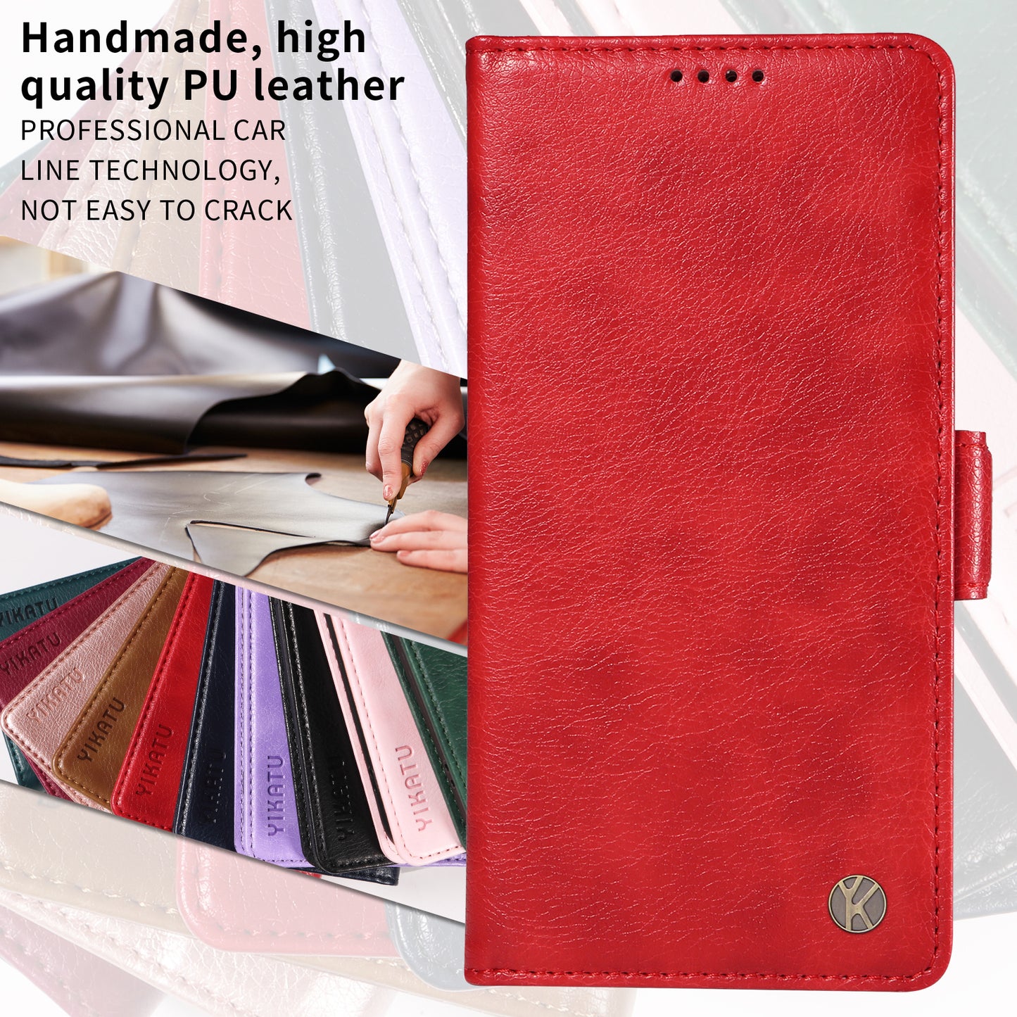 For Oppo Reno14 Pro 5G (China) / Oppo Reno14 Pro 5G (Global) Case YIKATU YK-007 Litchi Texture PU Leather Wallet Phone Cover - Red