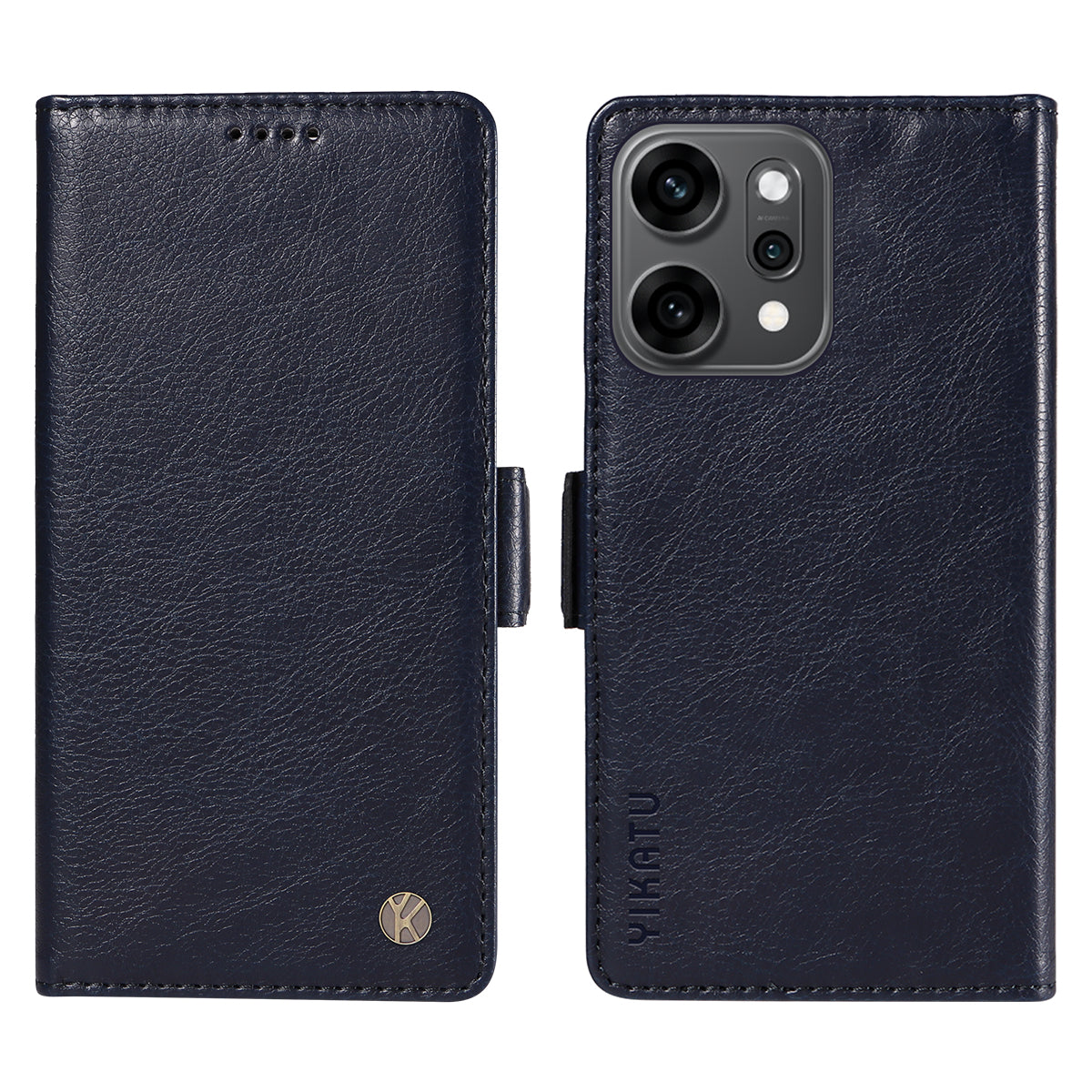For Oppo Reno14 Pro 5G (China) / Oppo Reno14 Pro 5G (Global) Case YIKATU YK-007 Litchi Texture PU Leather Wallet Phone Cover - Navy Blue