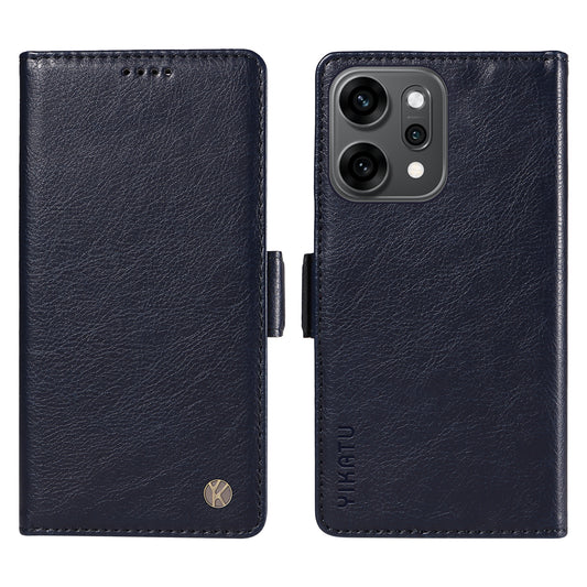 For Oppo Reno14 Pro 5G (China) / Oppo Reno14 Pro 5G (Global) Case YIKATU YK-007 Litchi Texture PU Leather Wallet Phone Cover - Navy Blue