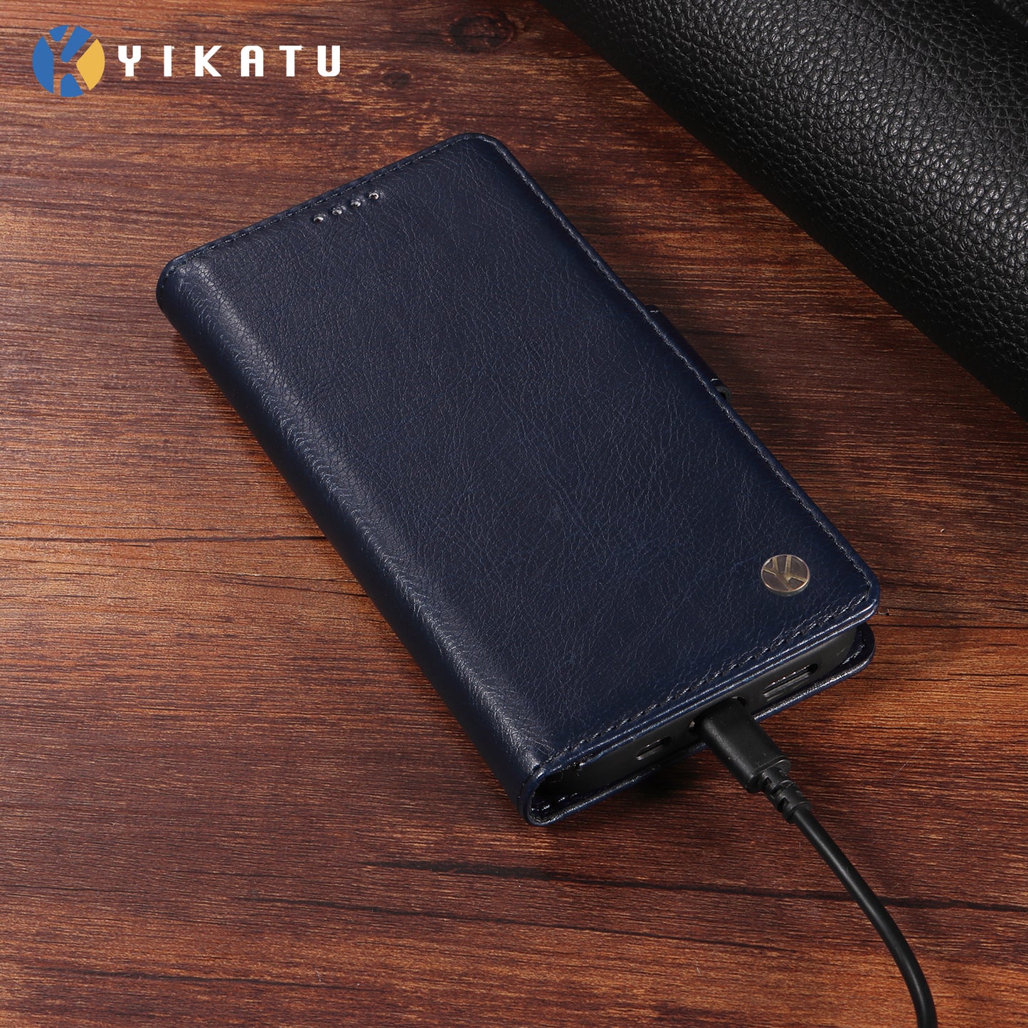 For Oppo Reno14 Pro 5G (China) / Oppo Reno14 Pro 5G (Global) Case YIKATU YK-007 Litchi Texture PU Leather Wallet Phone Cover - Navy Blue