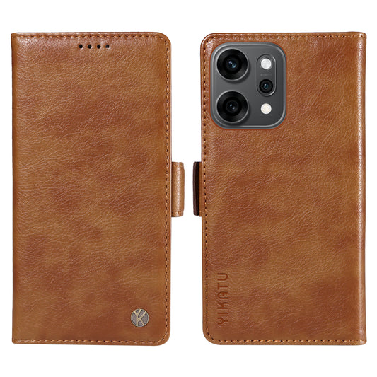 For Oppo Reno14 Pro 5G (China) / Oppo Reno14 Pro 5G (Global) Case YIKATU YK-007 Litchi Texture PU Leather Wallet Phone Cover - Brown