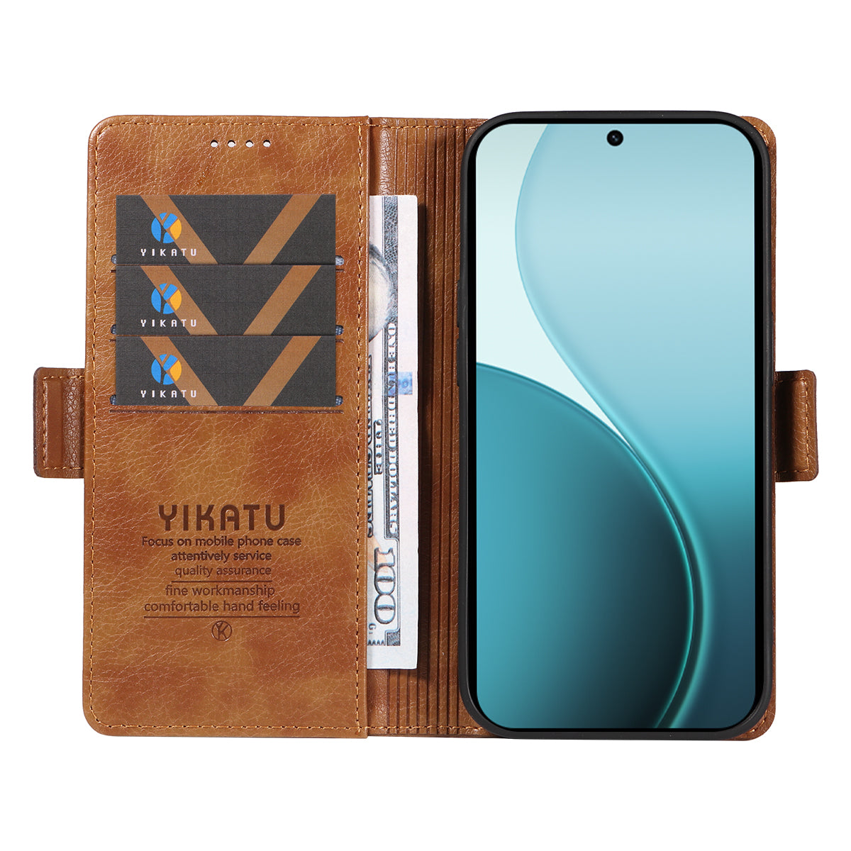 For Oppo Reno14 Pro 5G (China) / Oppo Reno14 Pro 5G (Global) Case YIKATU YK-007 Litchi Texture PU Leather Wallet Phone Cover - Brown