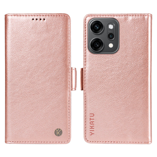 For Oppo Reno14 Pro 5G (China) / Oppo Reno14 Pro 5G (Global) Case YIKATU YK-007 Litchi Texture PU Leather Wallet Phone Cover - Rose Gold