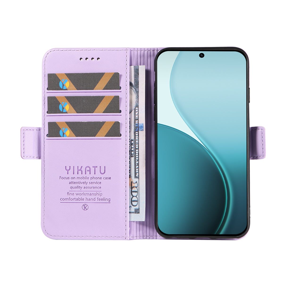 For Oppo Reno14 Pro 5G (China) / Oppo Reno14 Pro 5G (Global) Wallet Phone Case YIKATU YK-003 Leather Stand Cover -  Light Purple
