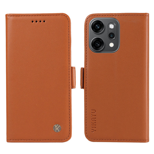 For Oppo Reno14 Pro 5G (China) / Oppo Reno14 Pro 5G (Global) Wallet Phone Case YIKATU YK-003 Leather Stand Cover - Brown