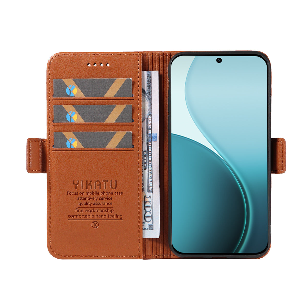 For Oppo Reno14 Pro 5G (China) / Oppo Reno14 Pro 5G (Global) Wallet Phone Case YIKATU YK-003 Leather Stand Cover - Brown