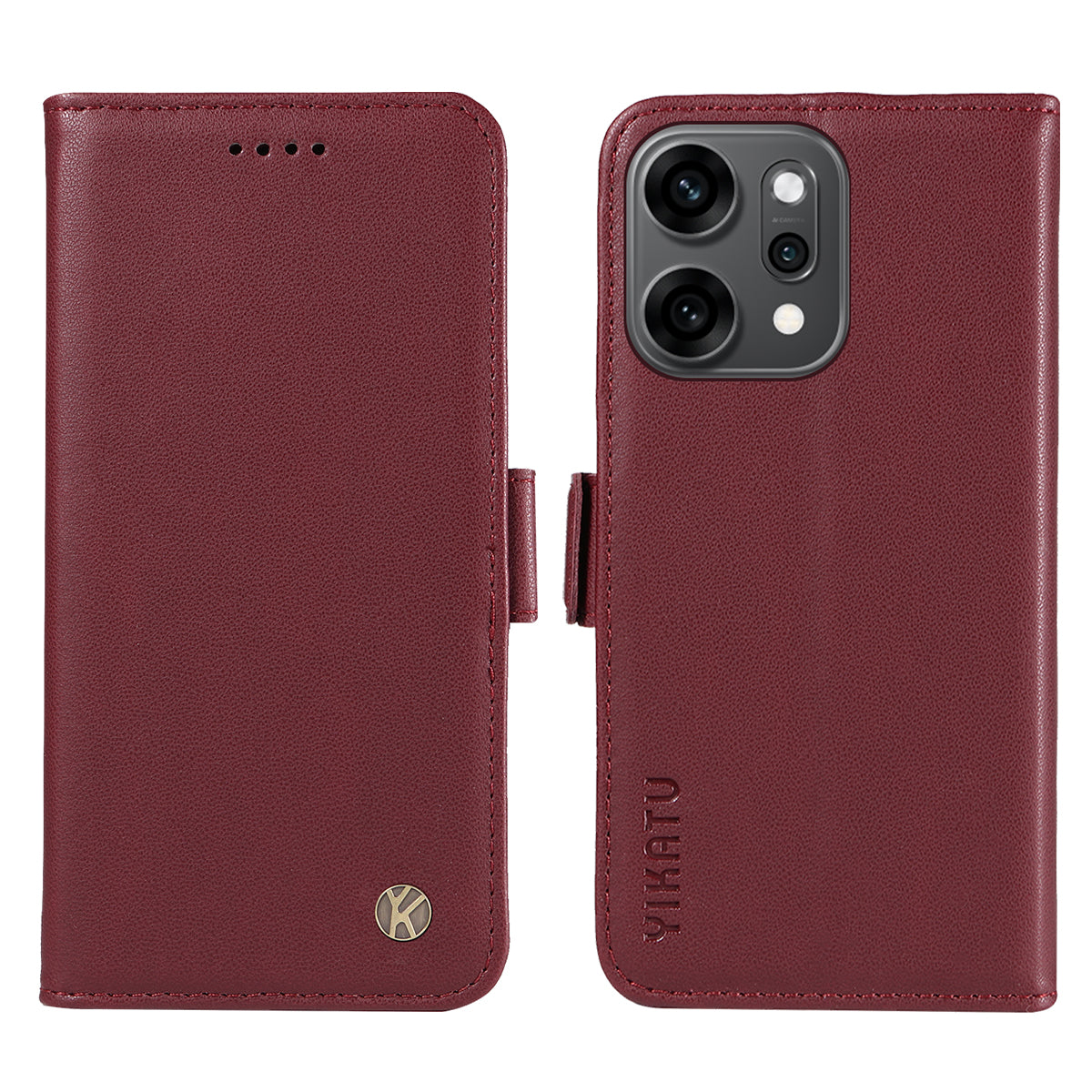For Oppo Reno14 Pro 5G (China) / Oppo Reno14 Pro 5G (Global) Wallet Phone Case YIKATU YK-003 Leather Stand Cover - Wine Red