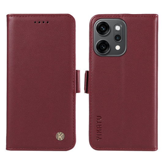 For Oppo Reno14 Pro 5G (China) / Oppo Reno14 Pro 5G (Global) Wallet Phone Case YIKATU YK-003 Leather Stand Cover - Wine Red