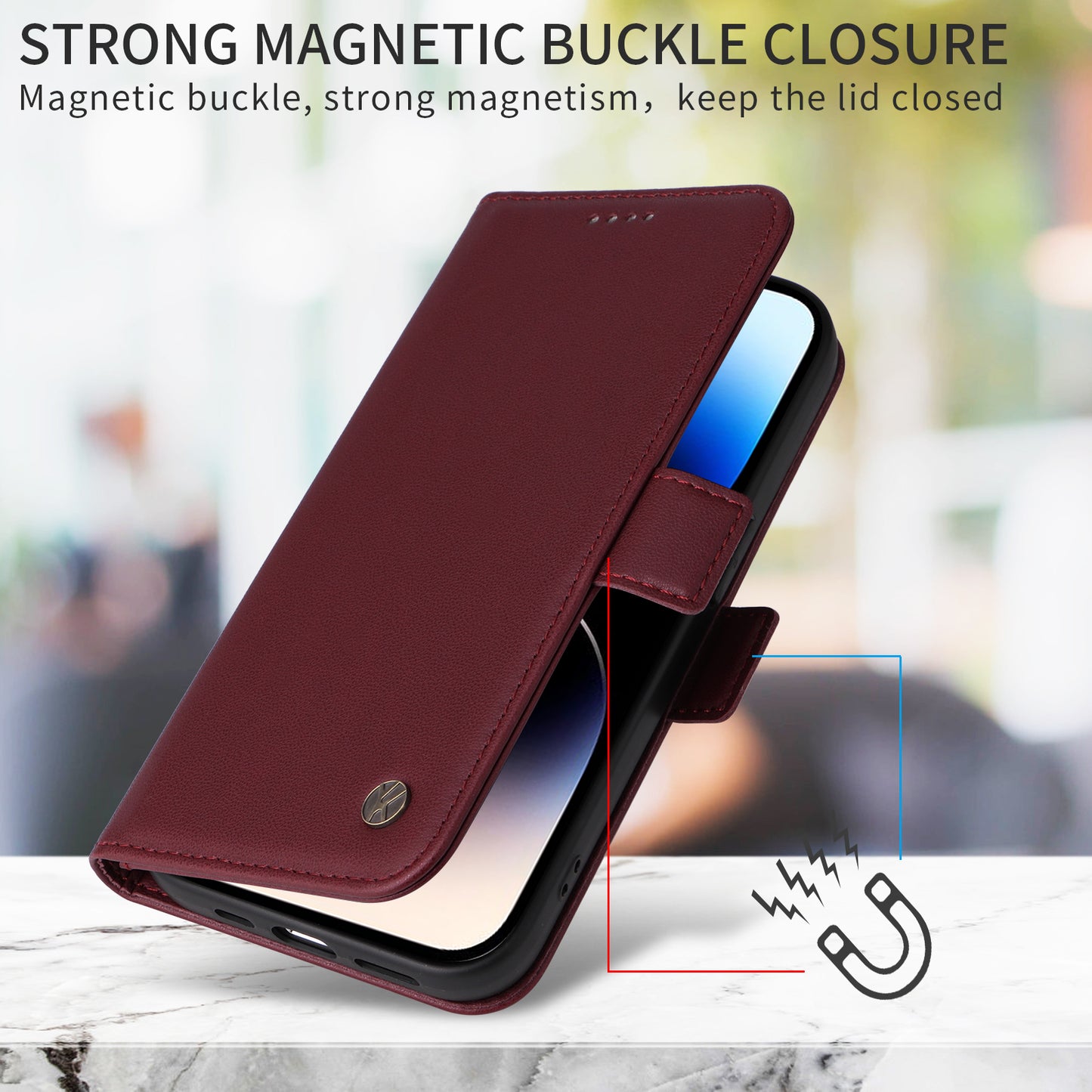 For Oppo Reno14 Pro 5G (China) / Oppo Reno14 Pro 5G (Global) Wallet Phone Case YIKATU YK-003 Leather Stand Cover - Wine Red