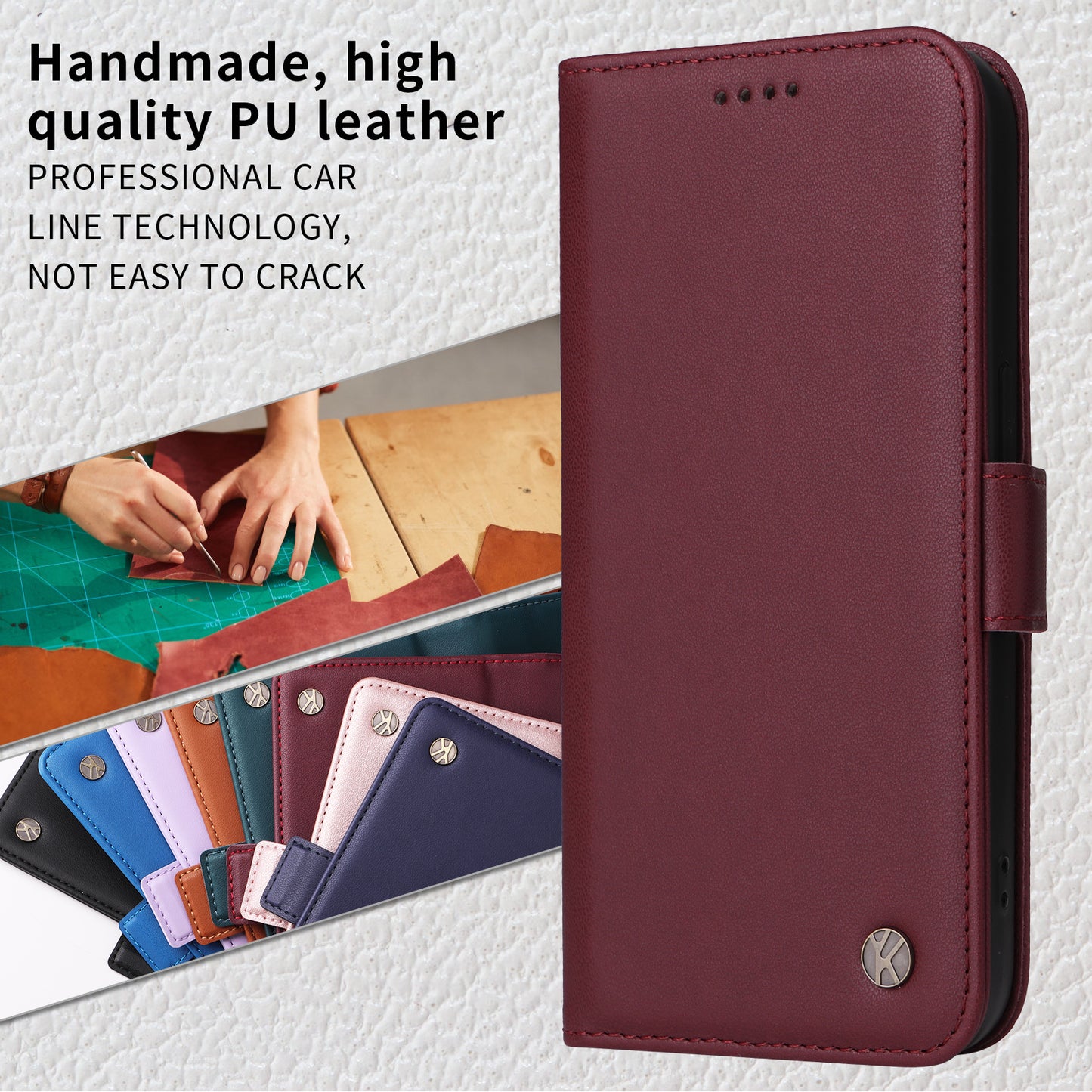 For Oppo Reno14 Pro 5G (China) / Oppo Reno14 Pro 5G (Global) Wallet Phone Case YIKATU YK-003 Leather Stand Cover - Wine Red