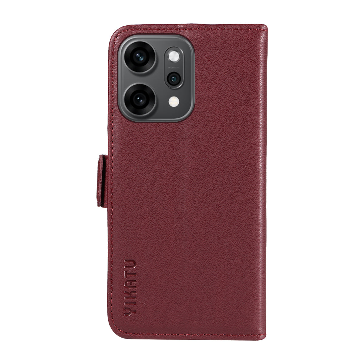 For Oppo Reno14 Pro 5G (China) / Oppo Reno14 Pro 5G (Global) Wallet Phone Case YIKATU YK-003 Leather Stand Cover - Wine Red