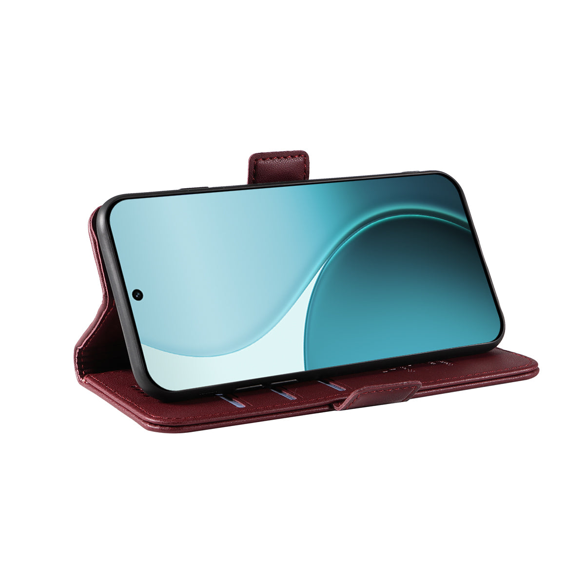 For Oppo Reno14 Pro 5G (China) / Oppo Reno14 Pro 5G (Global) Wallet Phone Case YIKATU YK-003 Leather Stand Cover - Wine Red
