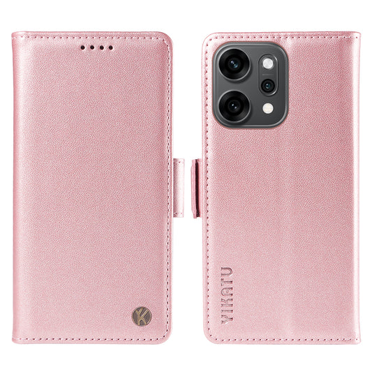 For Oppo Reno14 Pro 5G (China) / Oppo Reno14 Pro 5G (Global) Wallet Phone Case YIKATU YK-003 Leather Stand Cover - Rose Gold
