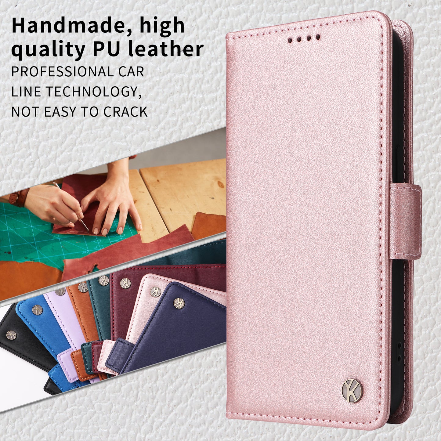 For Oppo Reno14 Pro 5G (China) / Oppo Reno14 Pro 5G (Global) Wallet Phone Case YIKATU YK-003 Leather Stand Cover - Rose Gold