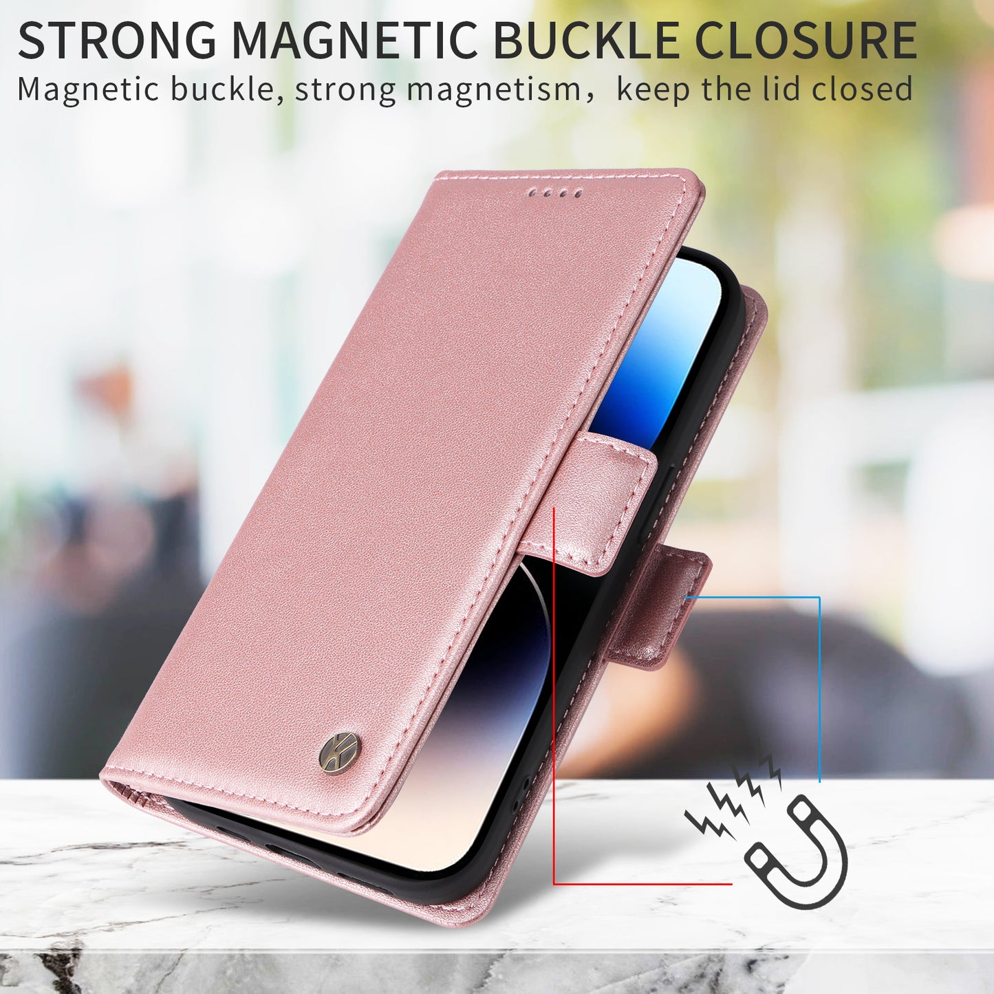 For Oppo Reno14 Pro 5G (China) / Oppo Reno14 Pro 5G (Global) Wallet Phone Case YIKATU YK-003 Leather Stand Cover - Rose Gold