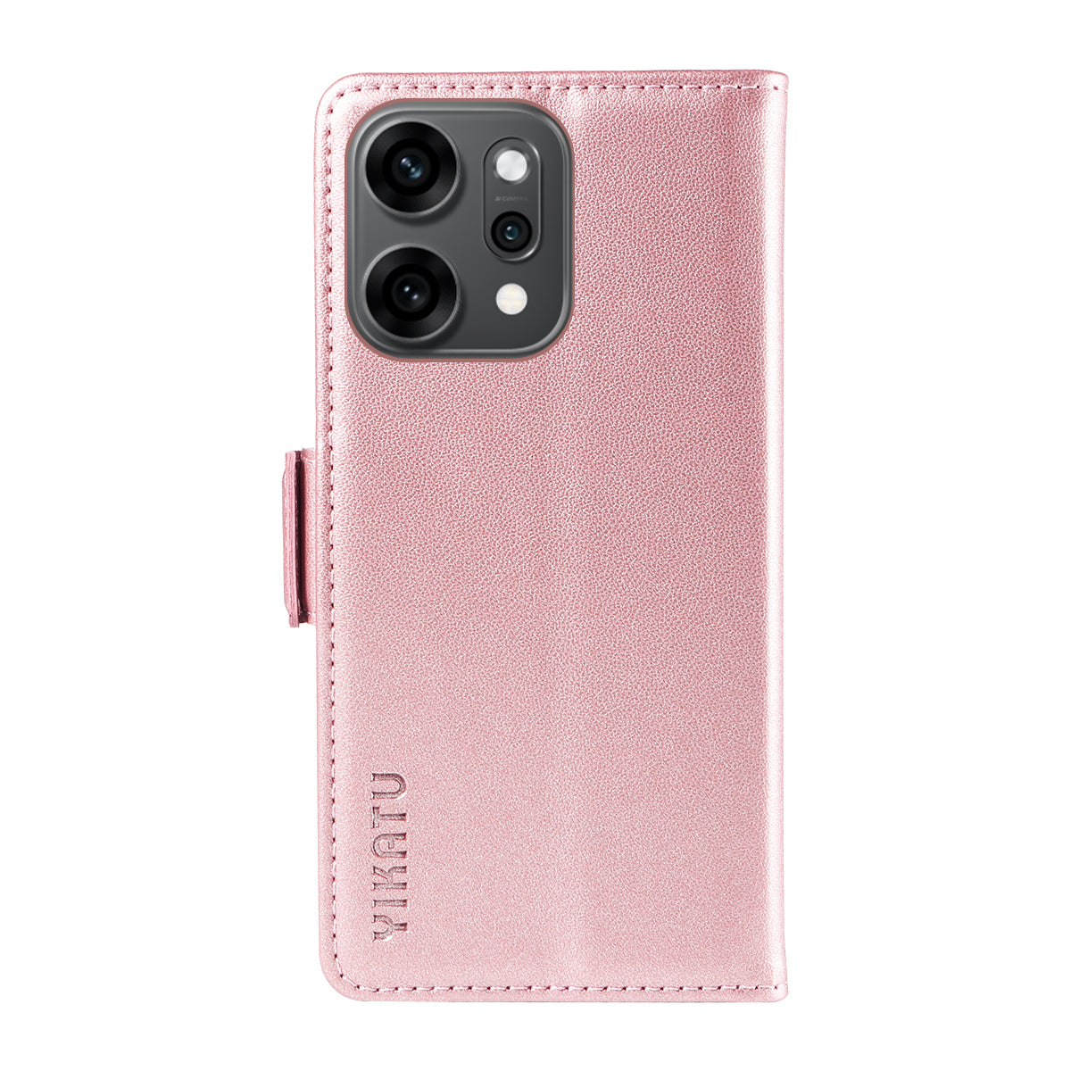 For Oppo Reno14 Pro 5G (China) / Oppo Reno14 Pro 5G (Global) Wallet Phone Case YIKATU YK-003 Leather Stand Cover - Rose Gold
