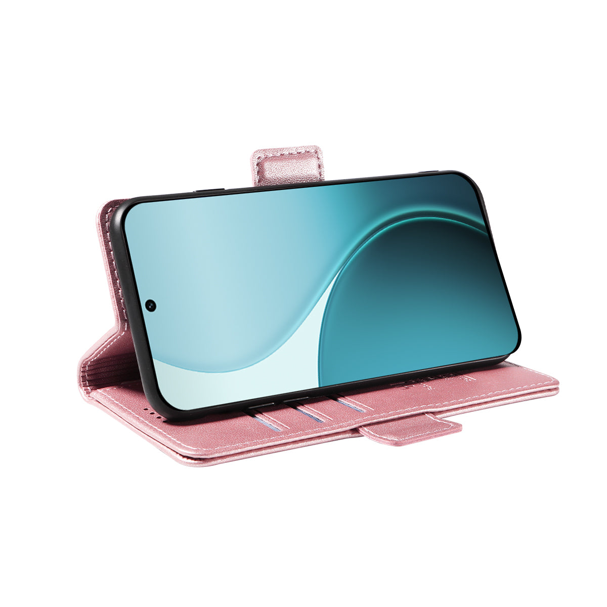 For Oppo Reno14 Pro 5G (China) / Oppo Reno14 Pro 5G (Global) Wallet Phone Case YIKATU YK-003 Leather Stand Cover - Rose Gold