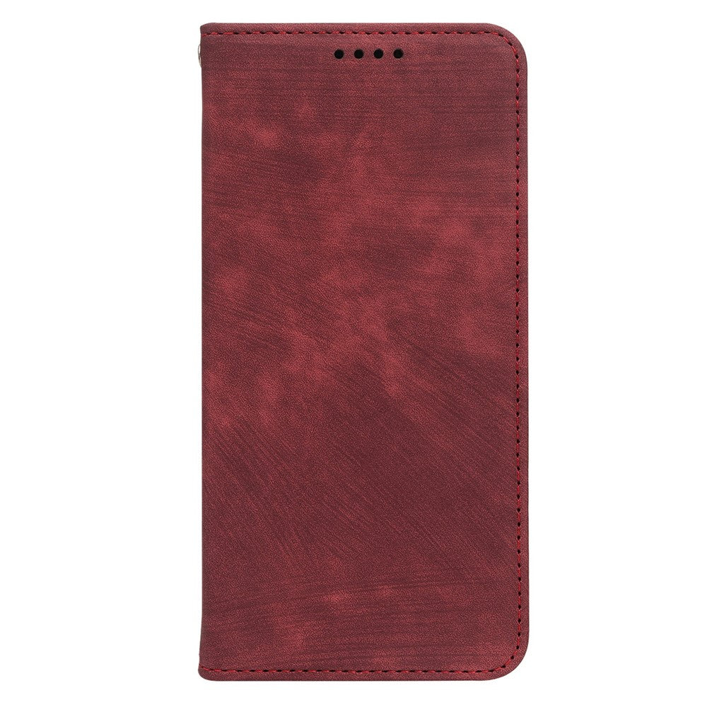 For Oppo Reno14 Pro 5G (Global) Case Strong Magnetic Leather Wallet Phone Cover with Striped Texture - Red