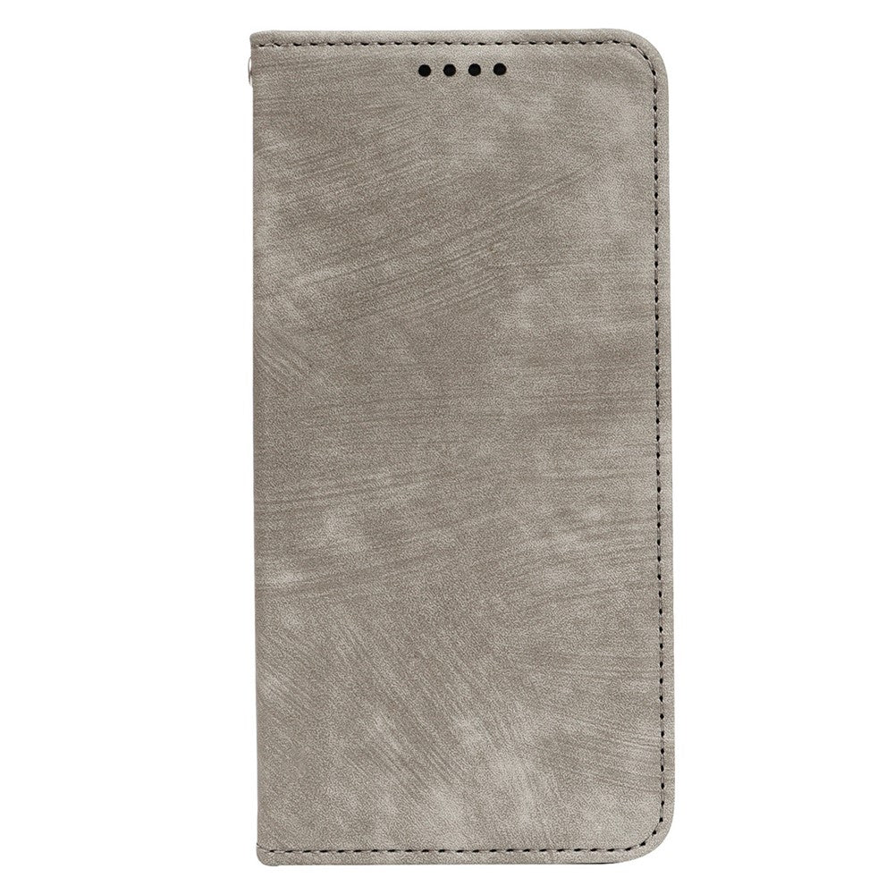For Oppo Reno14 Pro 5G (Global) Case Strong Magnetic Leather Wallet Phone Cover with Striped Texture - Grey