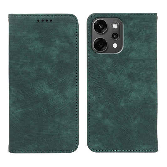 For Oppo Reno14 Pro 5G (Global) Case Strong Magnetic Leather Wallet Phone Cover with Striped Texture - Green