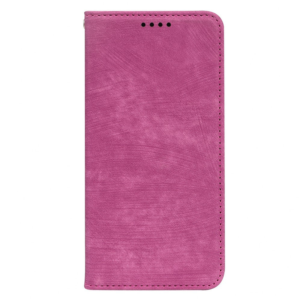 For Oppo Reno14 Pro 5G (Global) Case Strong Magnetic Leather Wallet Phone Cover with Striped Texture - Rose