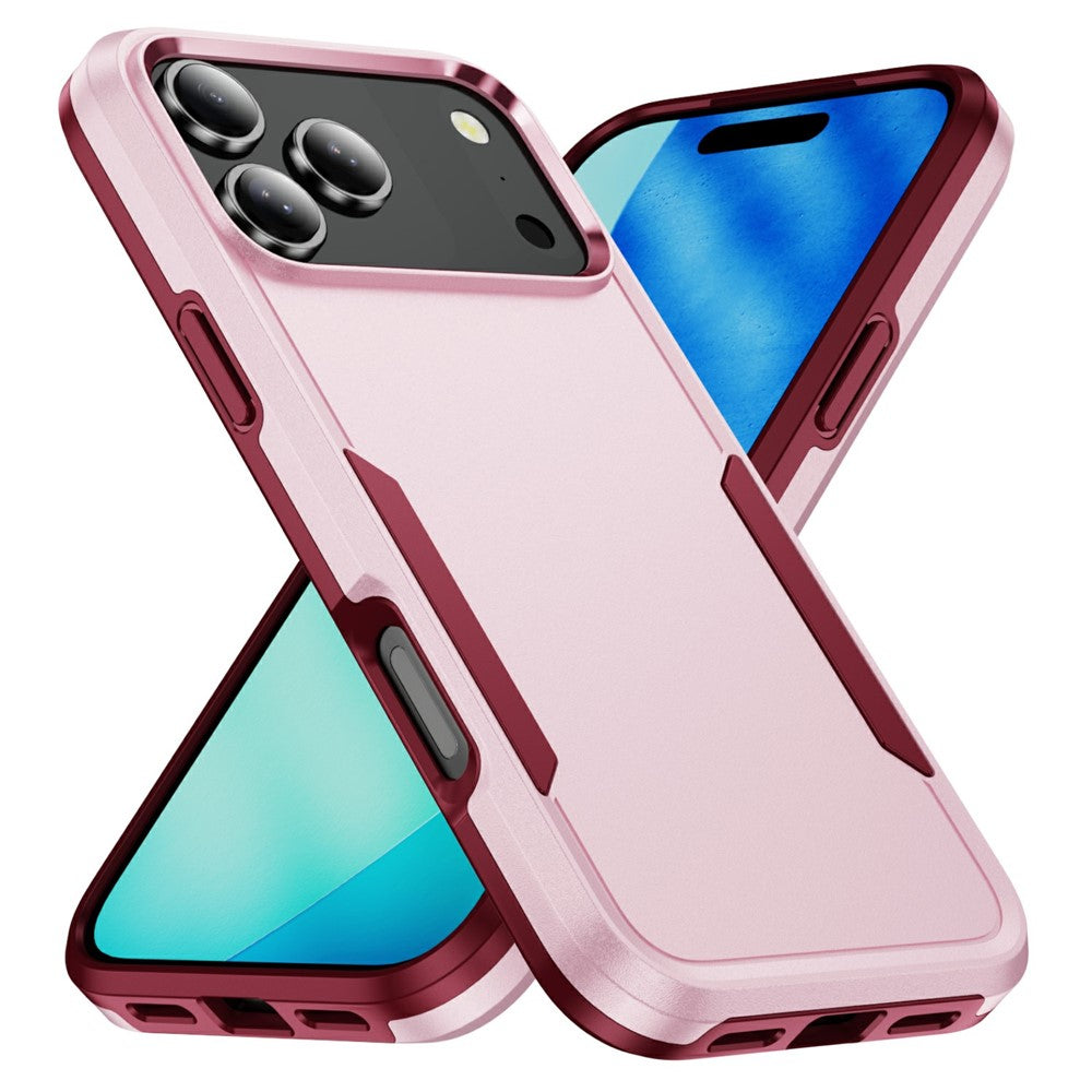 For iPhone 17 Pro Max Case PC + TPU Military Grade Drop Protective Phone Cover - Pink + Rose