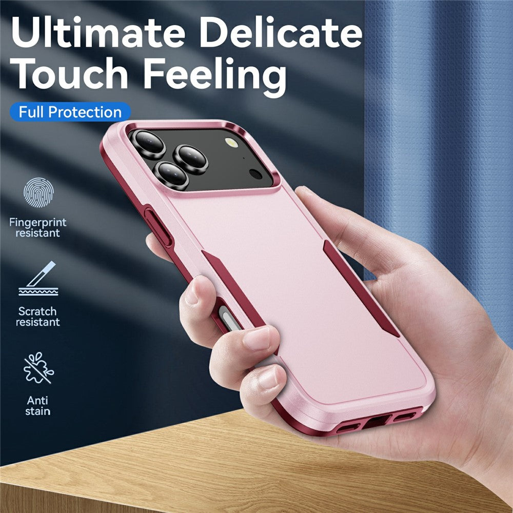 For iPhone 17 Pro Max Case PC + TPU Military Grade Drop Protective Phone Cover - Pink + Rose