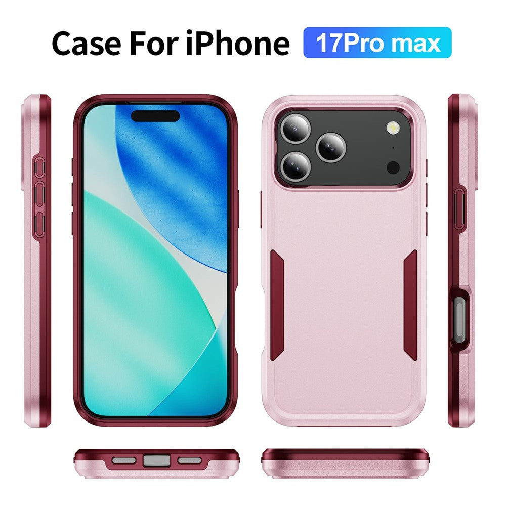 For iPhone 17 Pro Max Case PC + TPU Military Grade Drop Protective Phone Cover - Pink + Rose