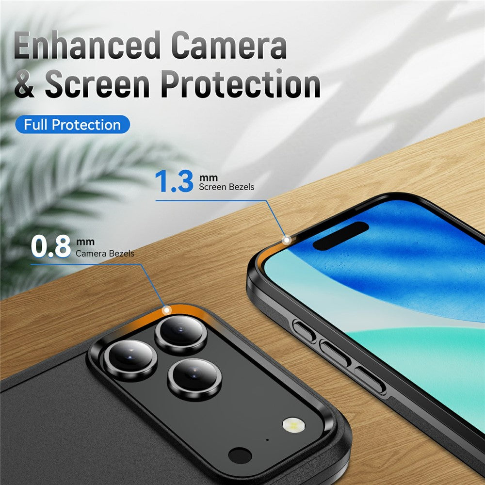 For iPhone 17 Pro Max Case PC + TPU Military Grade Drop Protective Phone Cover - Black