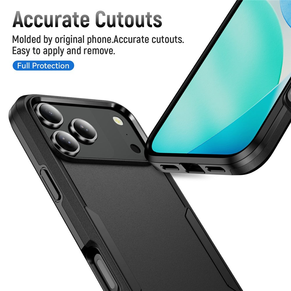 For iPhone 17 Pro Max Case PC + TPU Military Grade Drop Protective Phone Cover - Black