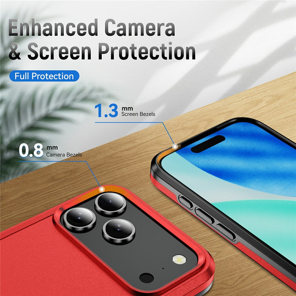 For iPhone 17 Pro Max Case PC + TPU Military Grade Drop Protective Phone Cover - Red + Black