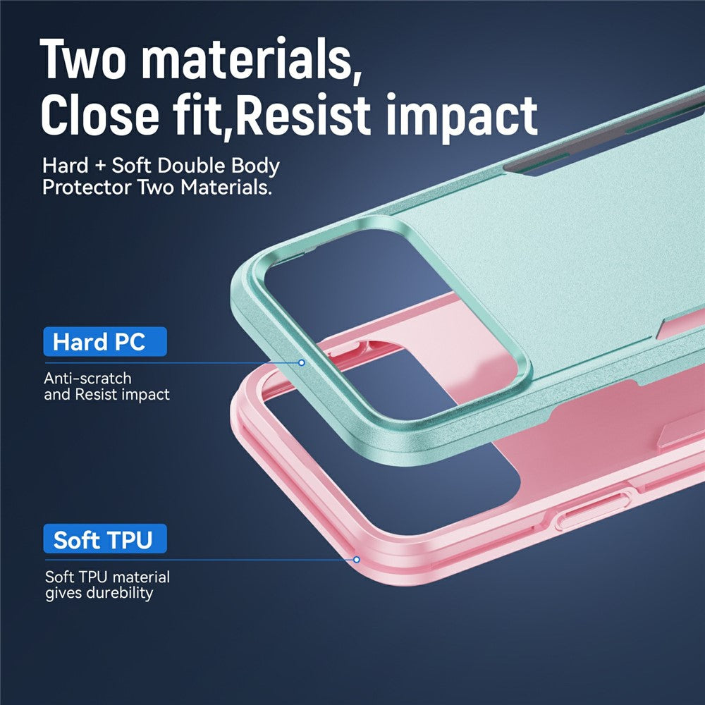 For iPhone 17 Pro Max Case PC + TPU Military Grade Drop Protective Phone Cover - Green + Pink