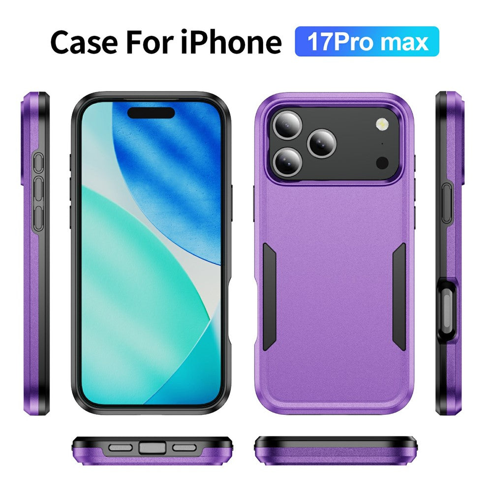 For iPhone 17 Pro Max Case PC + TPU Military Grade Drop Protective Phone Cover - Purple + Black