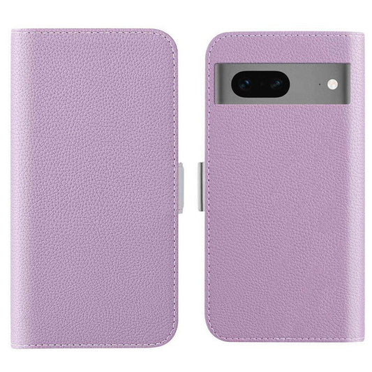 For Google Pixel 7 5G Litchi Texture PU Leather Full Protection Case Candy Color Phone Wallet Cover with Stand - Light Purple