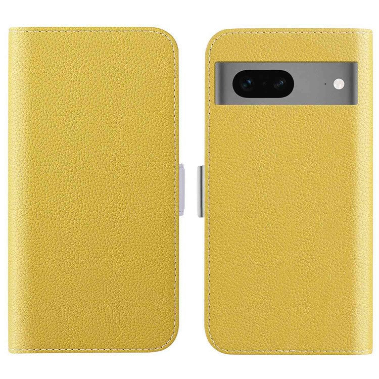 For Google Pixel 7 5G Litchi Texture PU Leather Full Protection Case Candy Color Phone Wallet Cover with Stand - Yellow