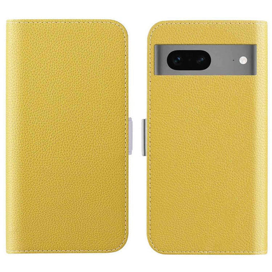 For Google Pixel 7 5G Litchi Texture PU Leather Full Protection Case Candy Color Phone Wallet Cover with Stand - Yellow