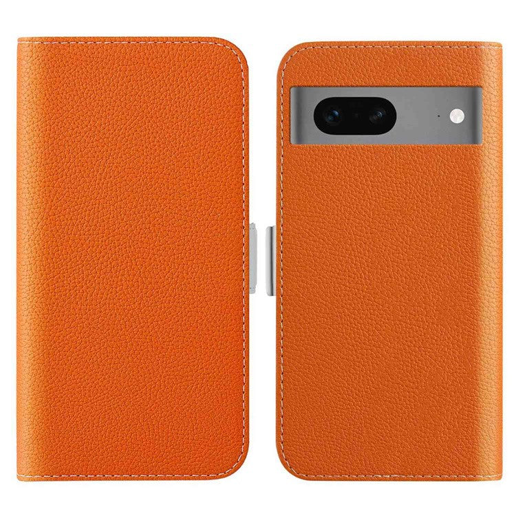 For Google Pixel 7 5G Litchi Texture PU Leather Full Protection Case Candy Color Phone Wallet Cover with Stand - Orange