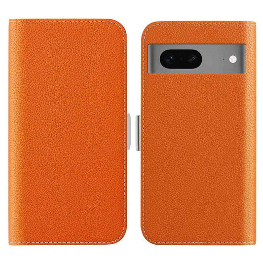 For Google Pixel 7 5G Litchi Texture PU Leather Full Protection Case Candy Color Phone Wallet Cover with Stand - Orange