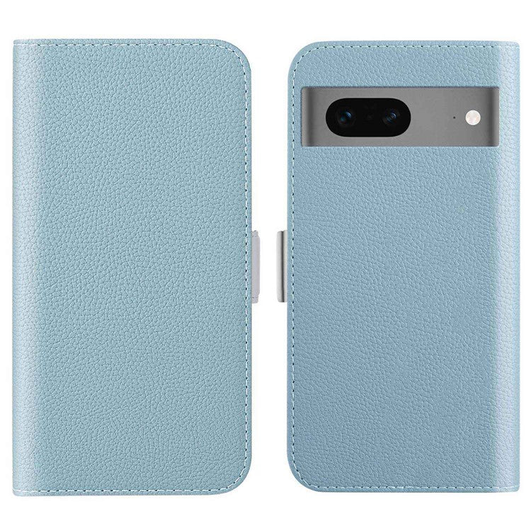 For Google Pixel 7 5G Litchi Texture PU Leather Full Protection Case Candy Color Phone Wallet Cover with Stand - Baby Blue