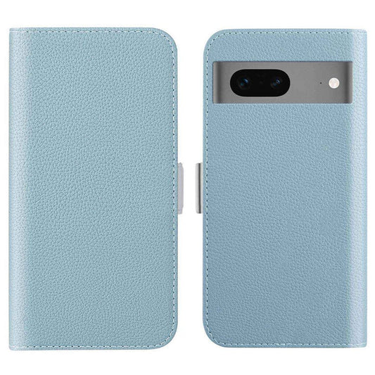 For Google Pixel 7 5G Litchi Texture PU Leather Full Protection Case Candy Color Phone Wallet Cover with Stand - Baby Blue