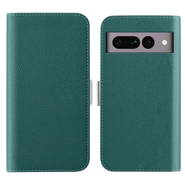 For Google Pixel 7 Pro 5G Litchi Texture Candy Color PU Leather Case Foldable Stand Wallet Phone Full Protection Cover - Dark Green