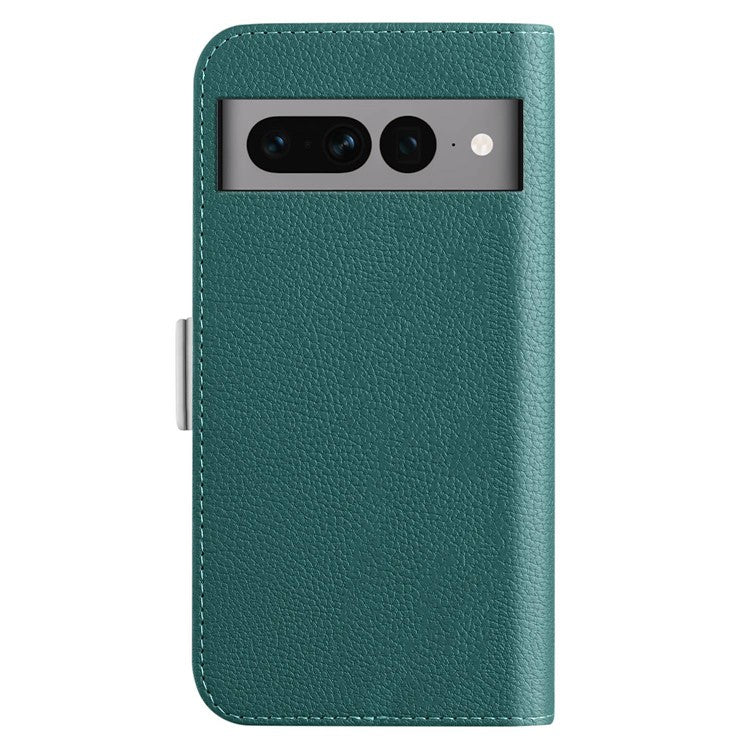 For Google Pixel 7 Pro 5G Litchi Texture Candy Color PU Leather Case Foldable Stand Wallet Phone Full Protection Cover - Dark Green