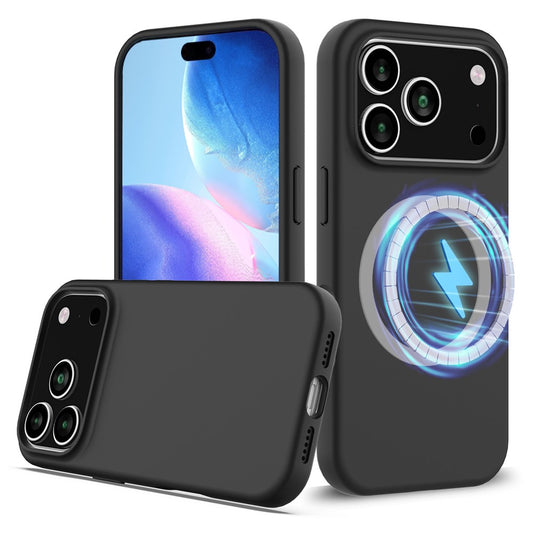 For iPhone 17 Pro Max Case Compatible with MagSafe Anti-Drop Liquid Silicone Phone Cover - Black