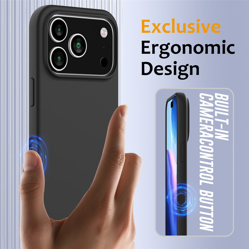 For iPhone 17 Pro Max Case Compatible with MagSafe Anti-Drop Liquid Silicone Phone Cover - Black