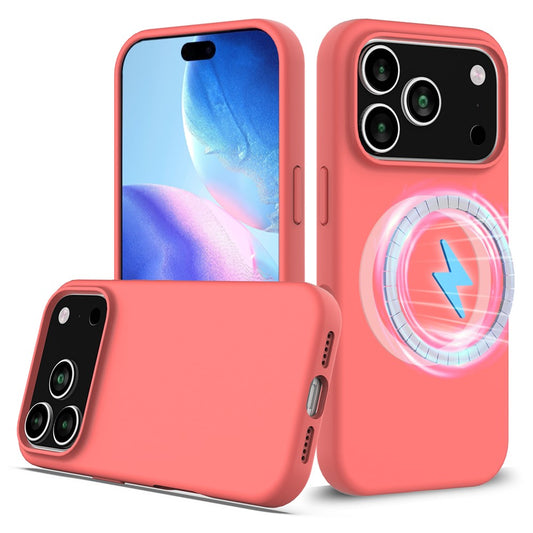 For iPhone 17 Pro Max Case Compatible with MagSafe Anti-Drop Liquid Silicone Phone Cover - Hot Pink