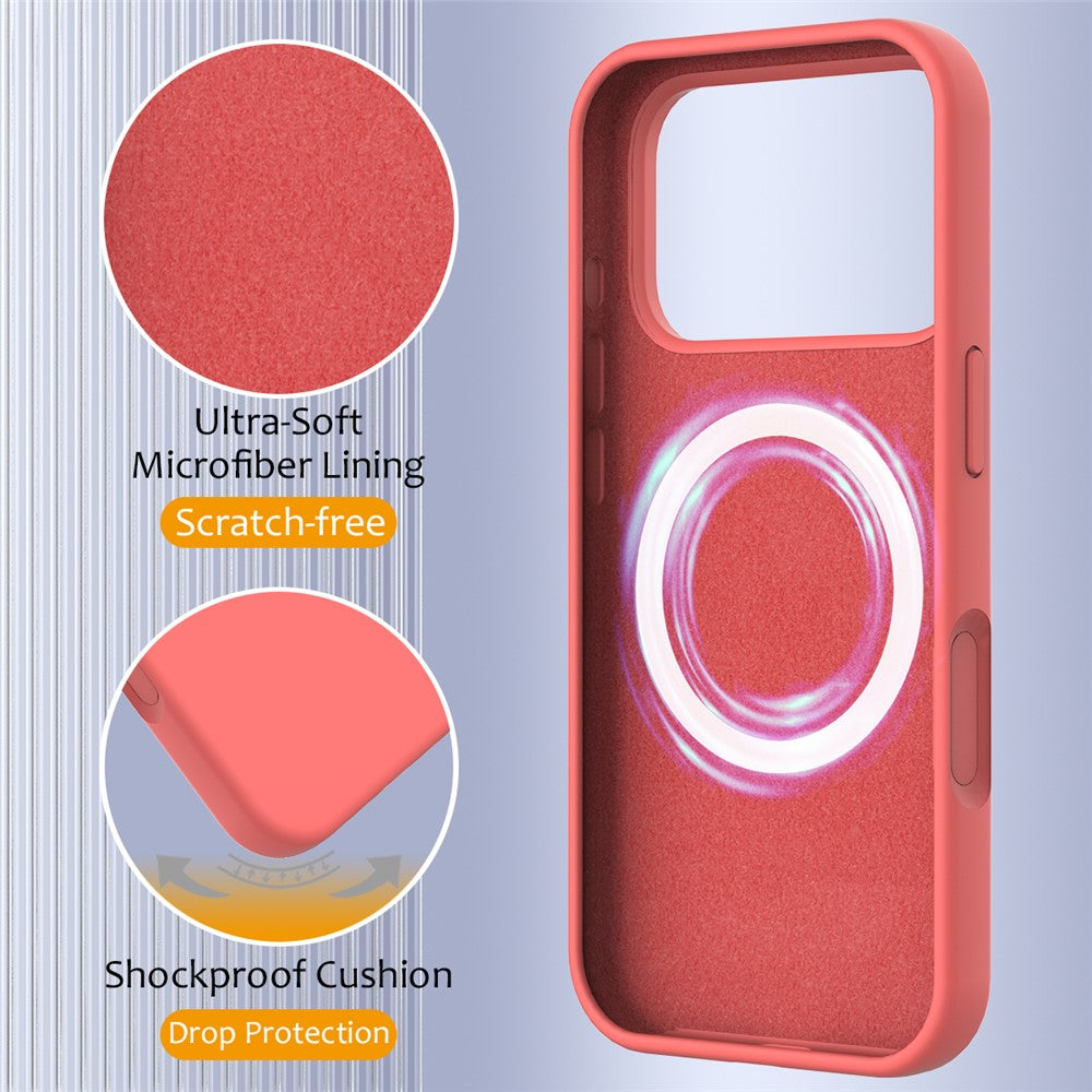 For iPhone 17 Pro Max Case Compatible with MagSafe Anti-Drop Liquid Silicone Phone Cover - Hot Pink