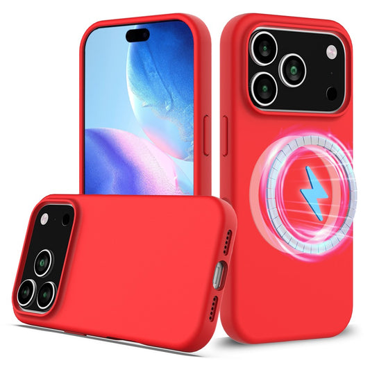 For iPhone 17 Pro Max Case Compatible with MagSafe Anti-Drop Liquid Silicone Phone Cover - Red
