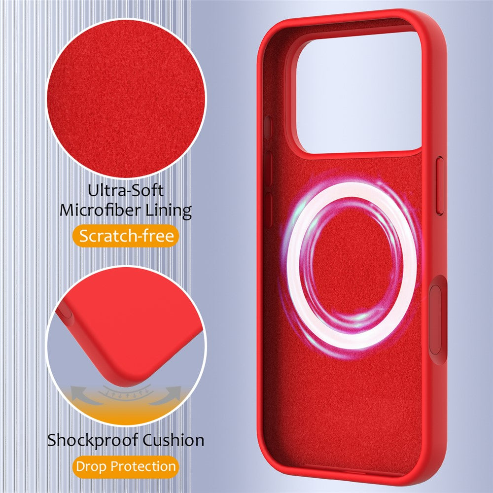 For iPhone 17 Pro Max Case Compatible with MagSafe Anti-Drop Liquid Silicone Phone Cover - Red