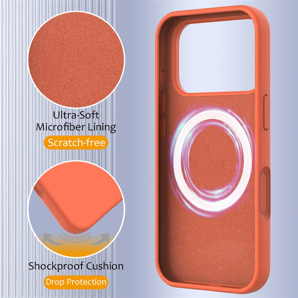 For iPhone 17 Pro Max Case Compatible with MagSafe Anti-Drop Liquid Silicone Phone Cover - Orange